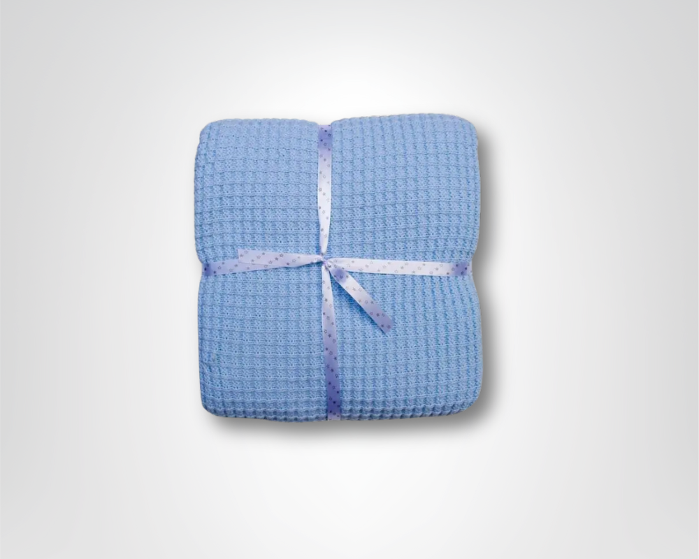 Couverture bébé tricot gaufré : Jessy (90x90 cm) - Mon Dressing de Bébé