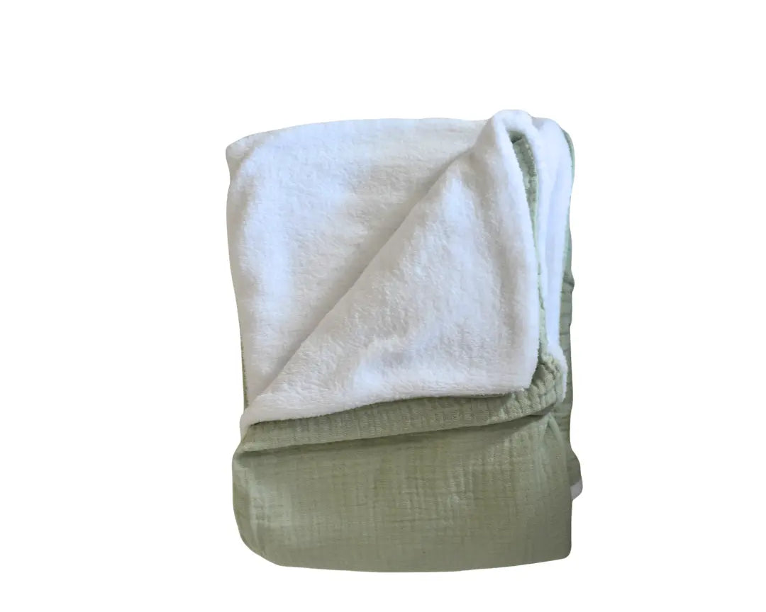 Couverture bébé personnalisable : Cameron du coffret bébé sommeil : Leewayn - Vert anis