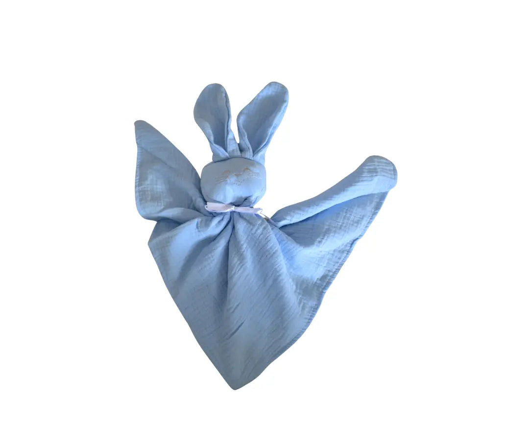 Doudou bébé lapin personnalisable : Andréa bleu cobalt