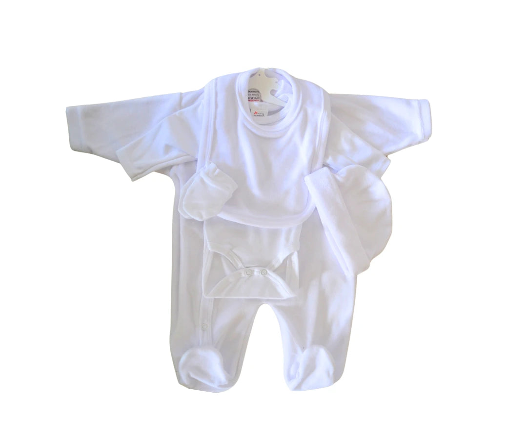 Ensemble 5 pièces bébé personnalisable : Jaylinn blanc