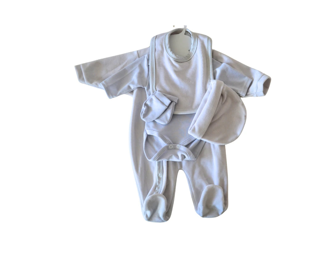 Ensemble 5 pièces bébé personnalisable : Jaylinn gris