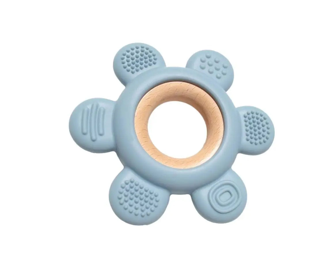 Anneau de dentition bebe silicone : Sunny de couleur bleu clair