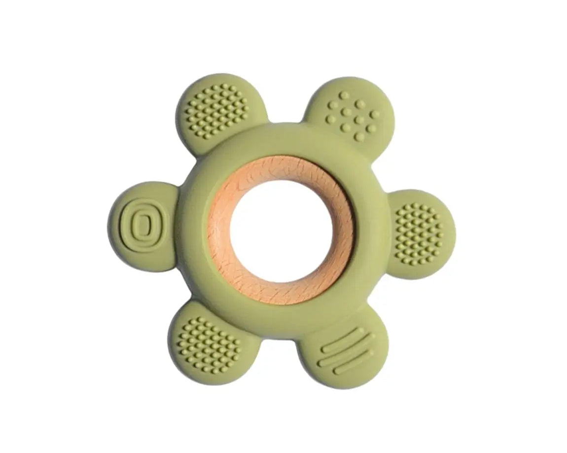 Anneau de dentition bébé silicone : Sunny de couleur vert
