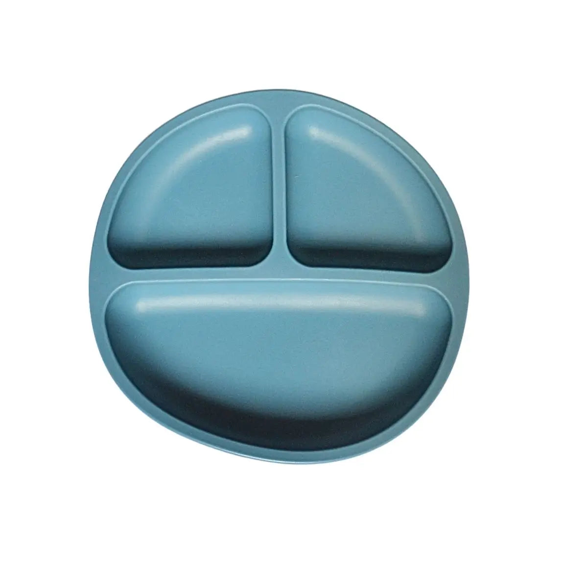 Assiette bébé compartiment ventouse silicone : Lilya de couleur bleu