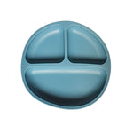 Assiette bébé compartiment ventouse silicone : Lilya de couleur bleu