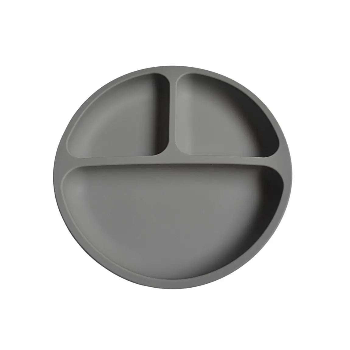 Assiette bébé compartiment ventouse silicone : Lilya de couleur gris