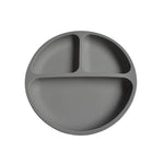 Assiette bébé compartiment ventouse silicone : Lilya de couleur gris