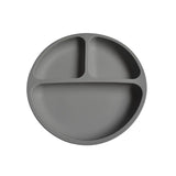 Assiette bébé compartiment ventouse silicone : Lilya de couleur gris