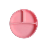 Assiette bébé compartiment ventouse silicone : Lilya de couleur rose
