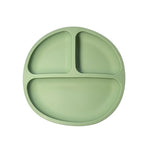 Assiette bébé compartiment ventouse silicone : Lilya de couleur vert