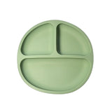 Assiette bébé compartiment ventouse silicone : Lilya de couleur vert