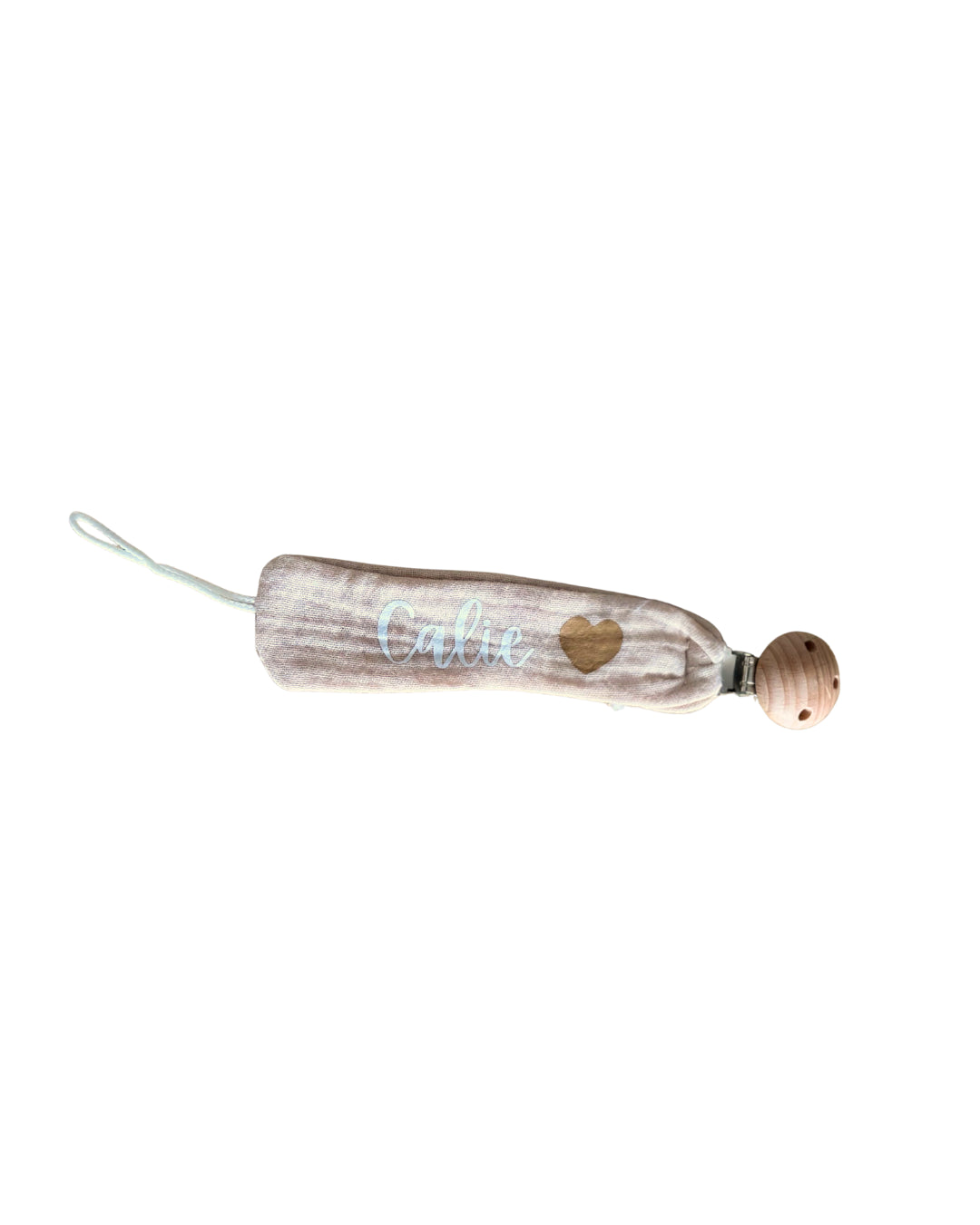 Attache tétine bébé personnalisable : Sacha beige personnalisé