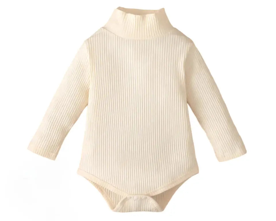 Body bébé manches longues col roulé : Ivann de couleur crème