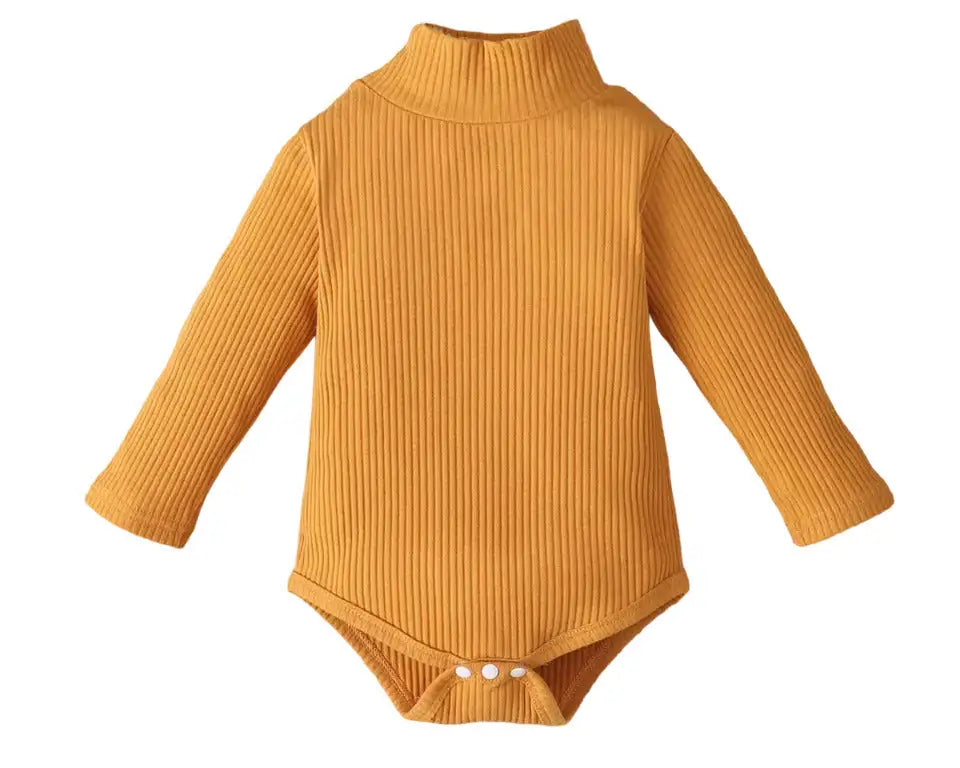 Body bébé manches longues col roulé : Ivann de couleur jaune moutarde