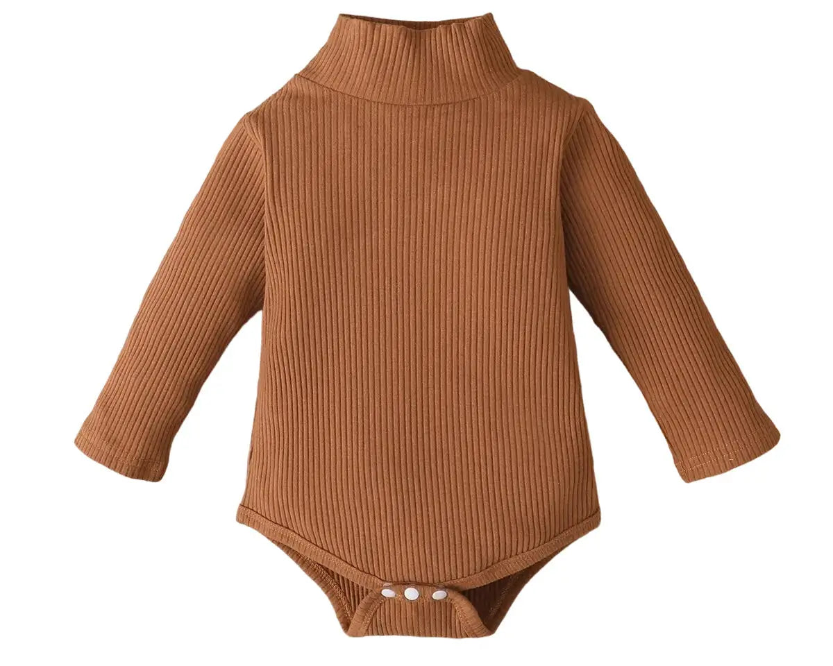 Body bébé manches longues col roulé : Ivann de couleur caramel