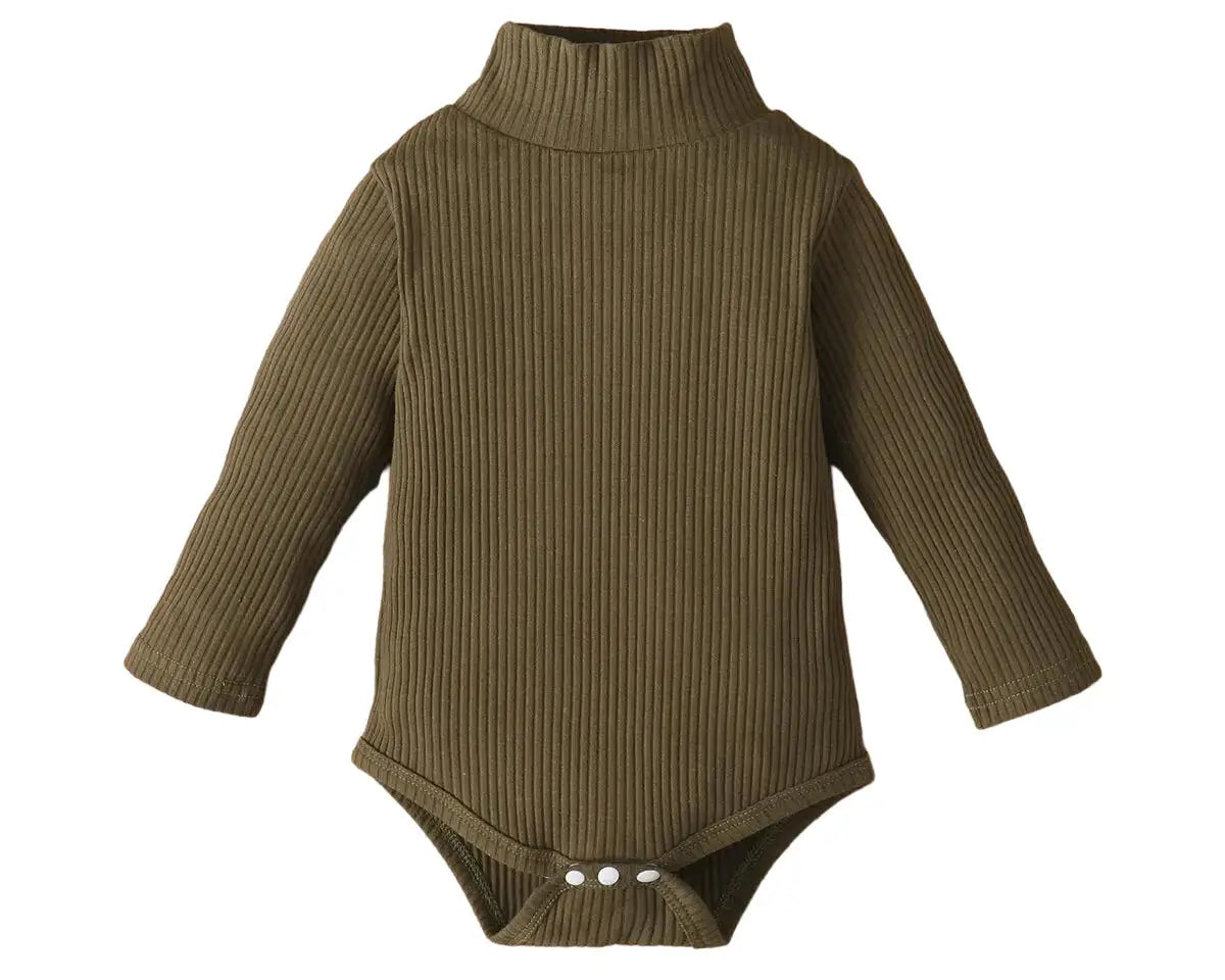 Body bébé manches longues col roulé : Ivann de couleur vert kaki