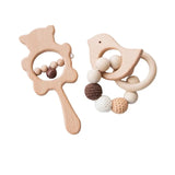 Coffret bébé hochet anneau dentition marron