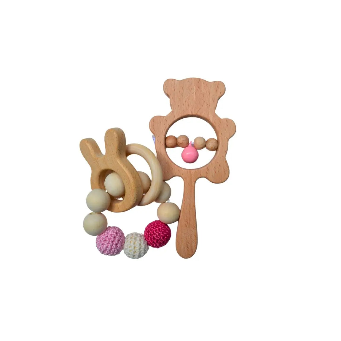 Coffret bébé hochet anneau dentition rose