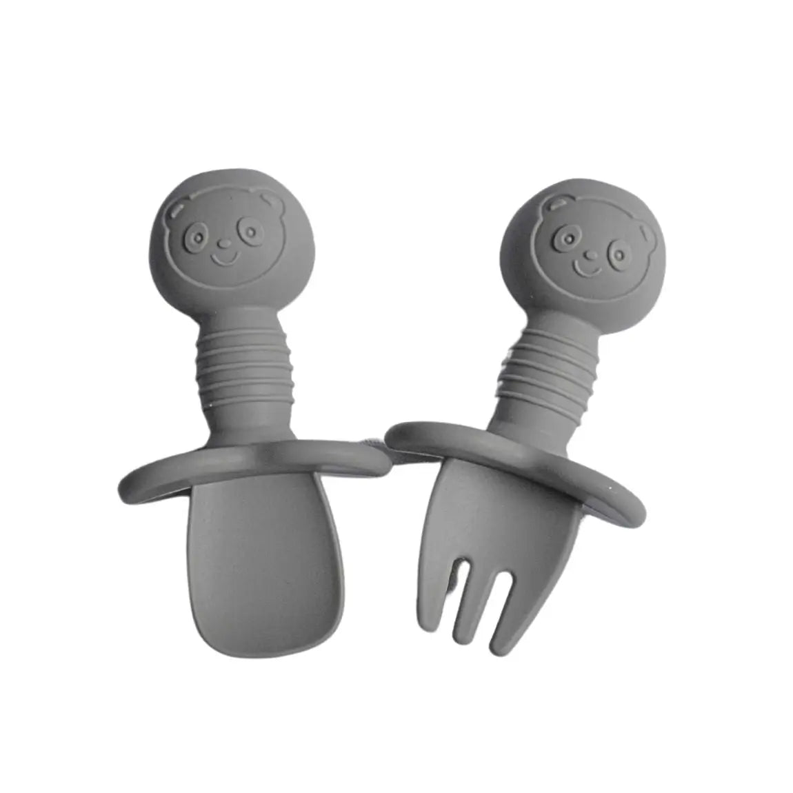 Couverts bébé silicone : Johnny de couleur gris