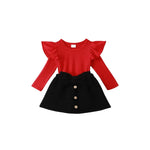 Ensemble bébé jupe t-shirt volant : Julie Rouge