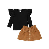 Ensemble bébé jupe t-shirt volant : Julie Marron
