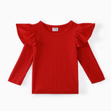 Haut de l'ensemble bébé jupe t-shirt volant : Julie rouge