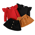 Ensemble bébé jupe t-shirt volant : Julie rouge et noir