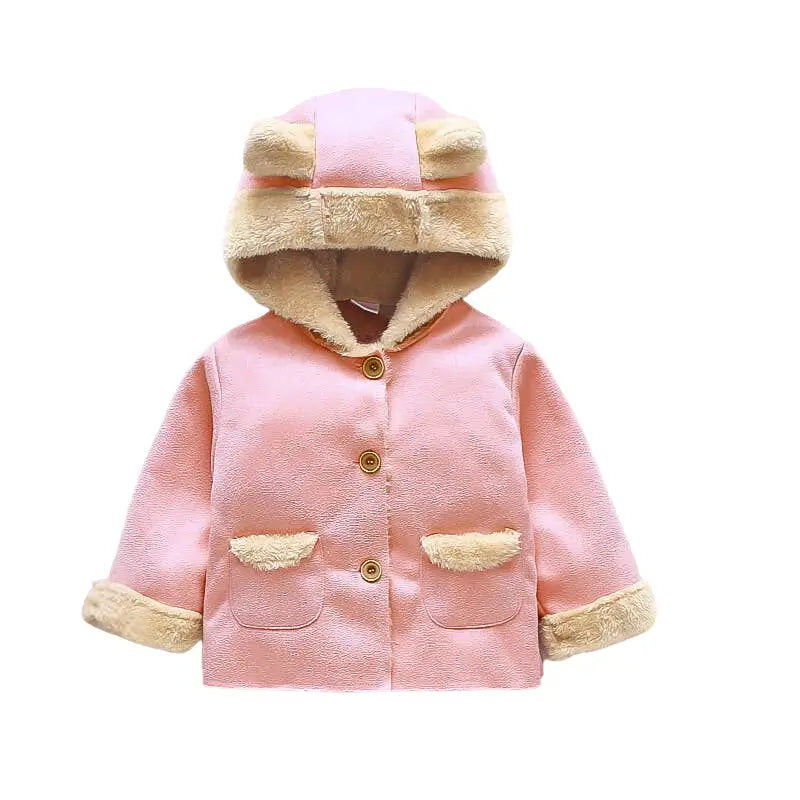 Manteau bebe a capuche daim et polaire Orlia