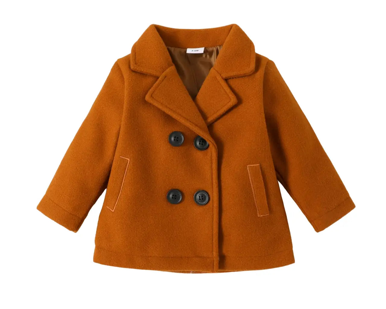 Manteau bébé double boutonnage : Marley (Mixte) de couleur caramel