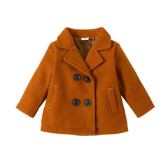Manteau bébé double boutonnage : Marley (Mixte) de couleur caramel