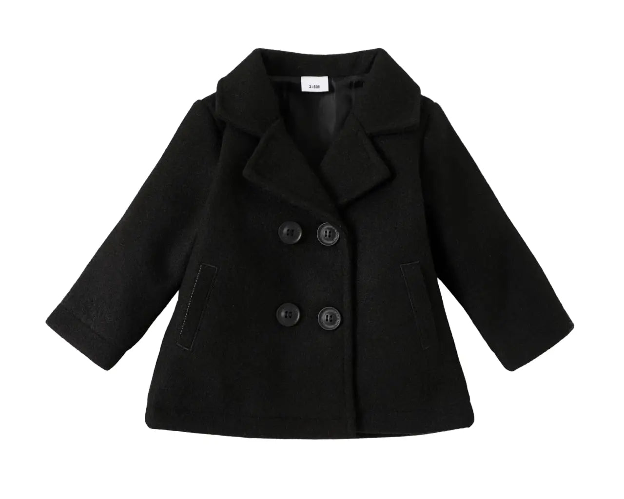 Manteau bébé double boutonnage : Marley (Mixte) de couleur noir
