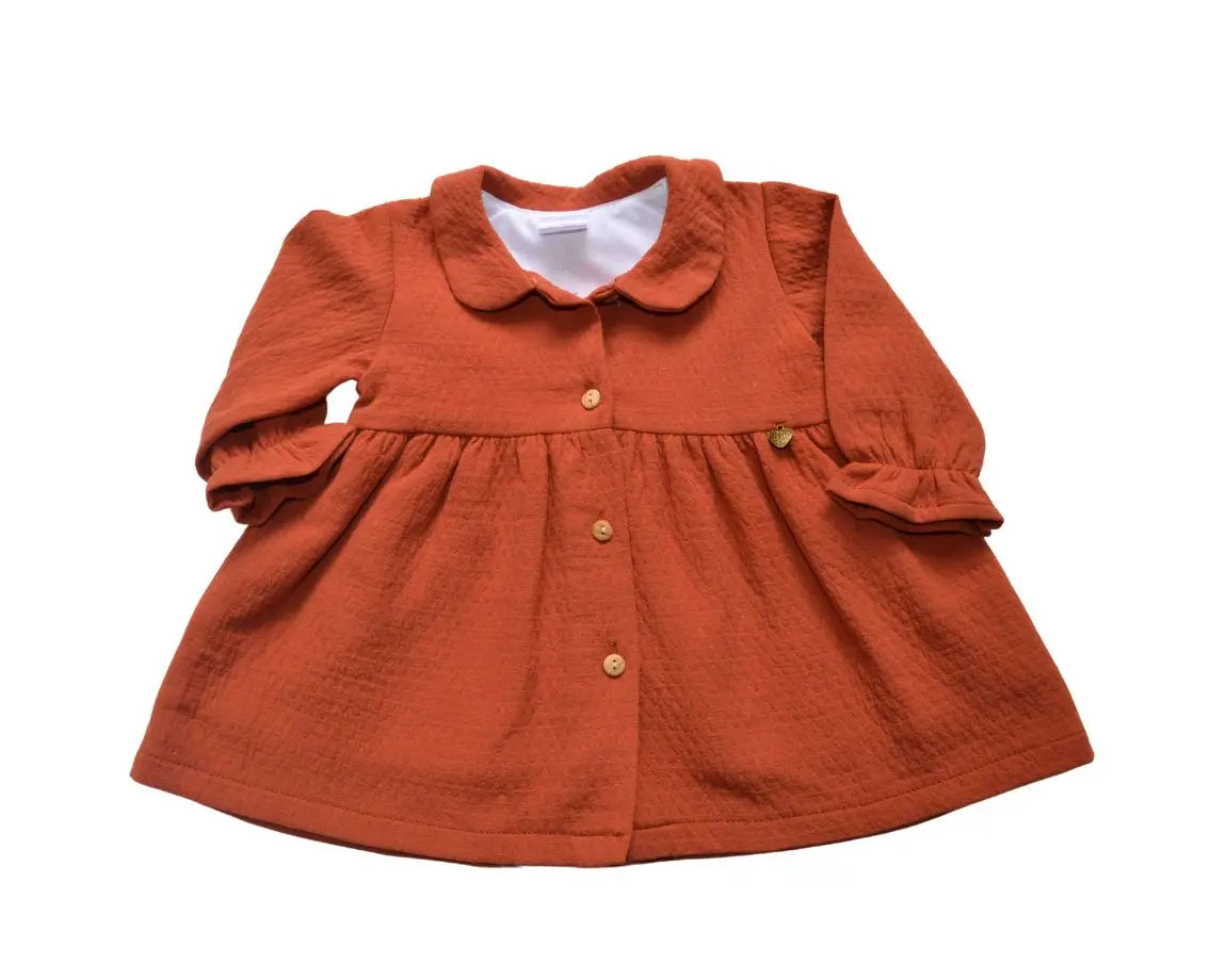  Robe bébé col claudine : Olivia de couleur terracotta