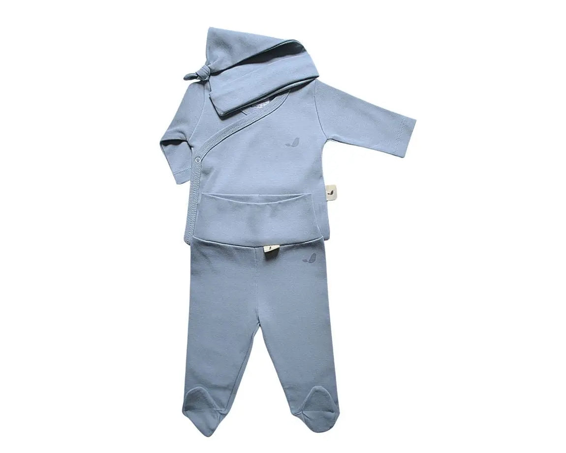 Set bébé 3 pièces en coton biologique : Krys de couleur bleu cobalt