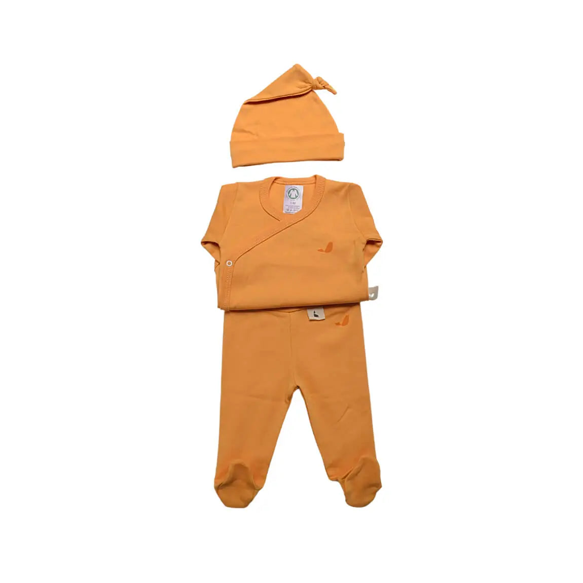 Set bébé 3 pièces en coton biologique : Krys de couleur jaune moutarde