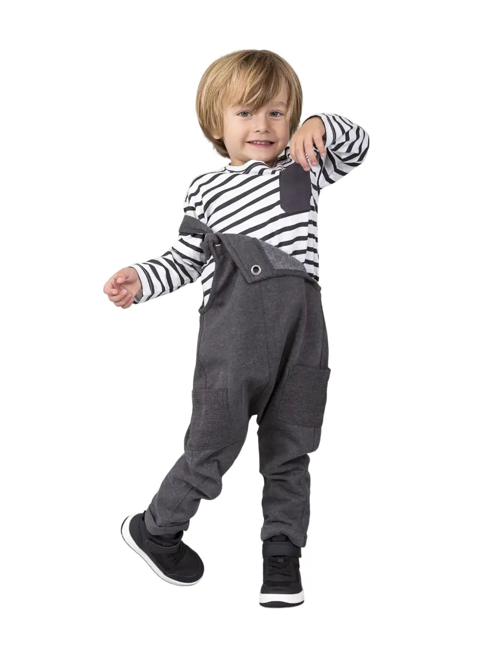 T-shirt bébé rayé manches longues : Martin porté
