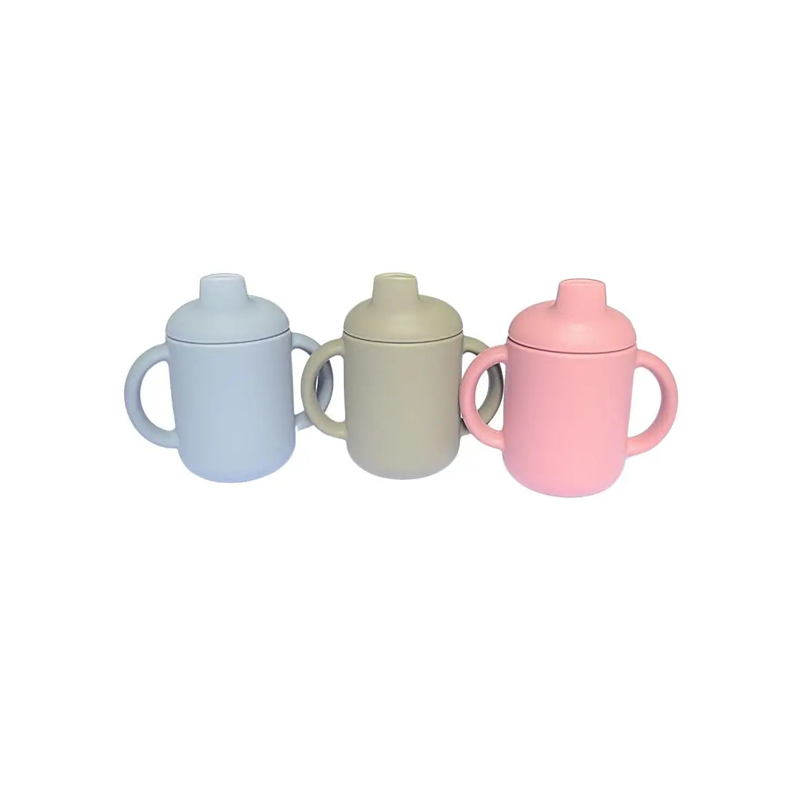 Verre bébé bec-verseur : Hony de couleur gris ardoise, vert kaki et rose